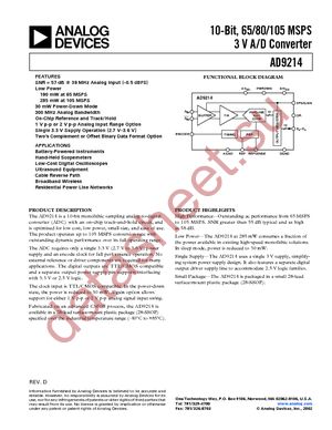 AD9214BRS-RL80 datasheet  